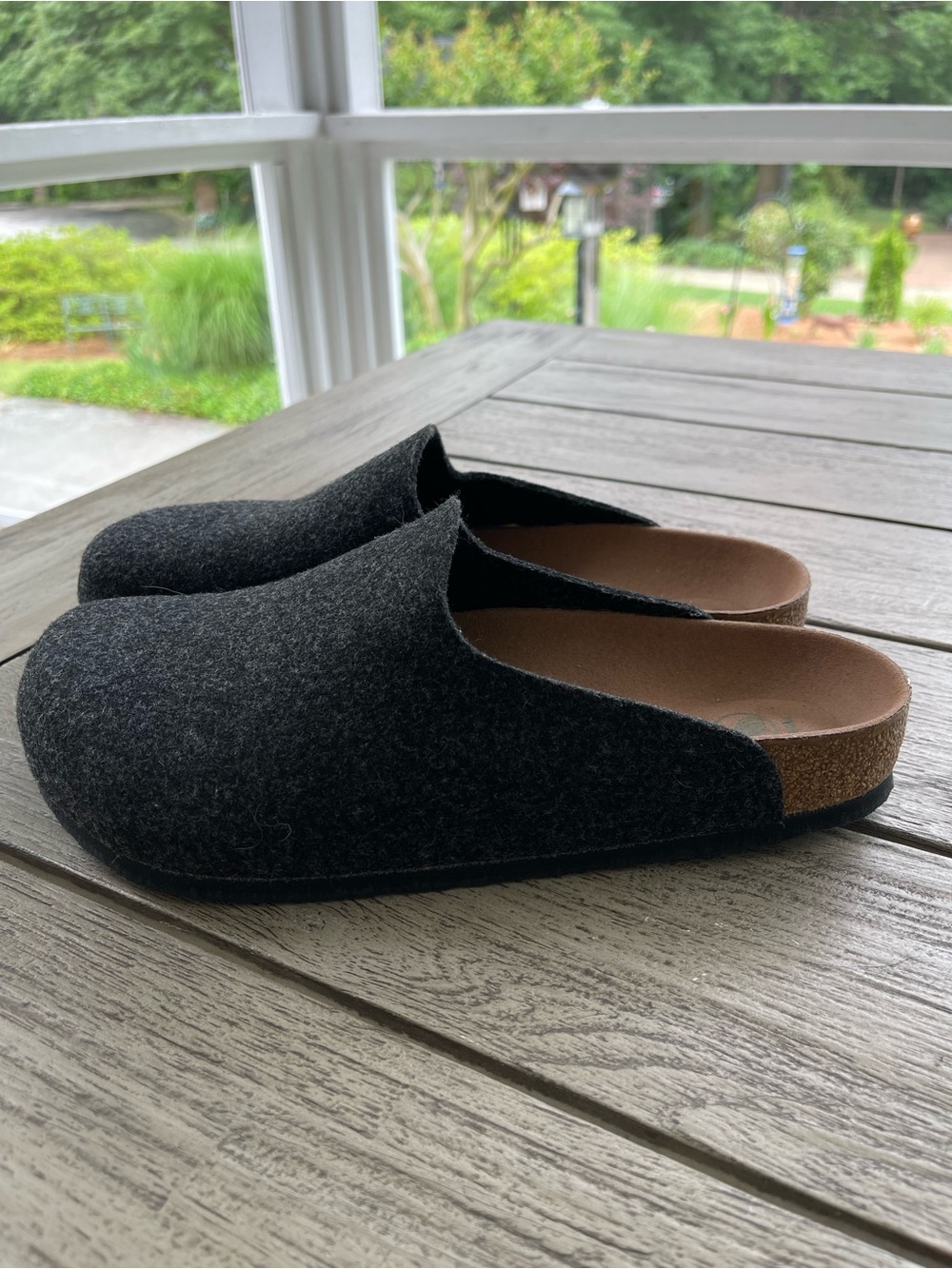Birkenstock Amsterdam Unisex Anthracite Gray Wool Felt Clogs Size 42 - Picture 2 of 6